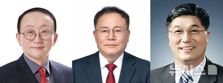 [연천=뉴시스]국민의힘 연천군수 출마예정자(가나다순). 왼쪽부터 김덕현 연천군수, 김정겸 전 의정부시의원, 박영철 연천군의회 부의장. photo@newsis.com