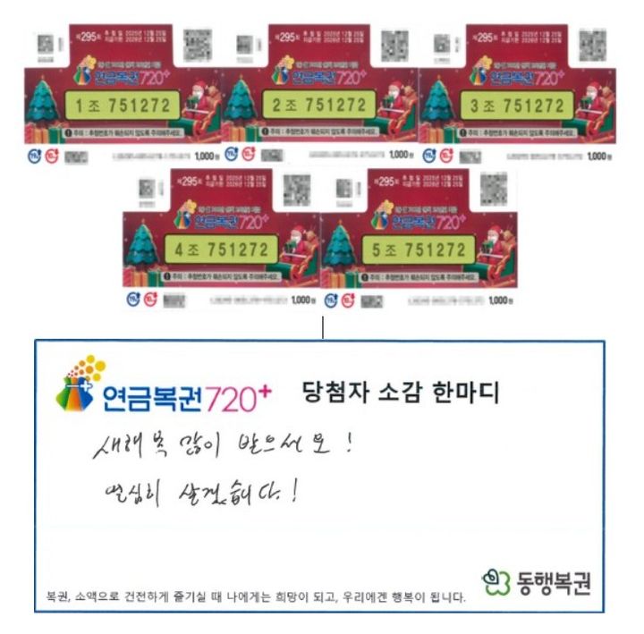 [뉴시스] 매주 한 번씩 로또와 연금복권을 구매해온 한 남성이 "이번에는 꼭 사야겠다"는 생각에 복권을 샀다가 1·2등에 동시에 당첨된 사연이 전해졌다. (사진=동행복권) *재판매 및 DB금지 *재판매 및 DB 금지