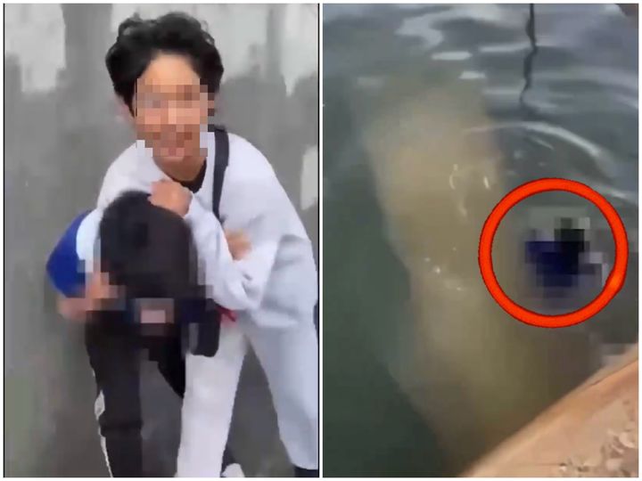 日 '학폭 영상' 논란…중학생, 초등생 목 조르고 바다에 빠뜨려