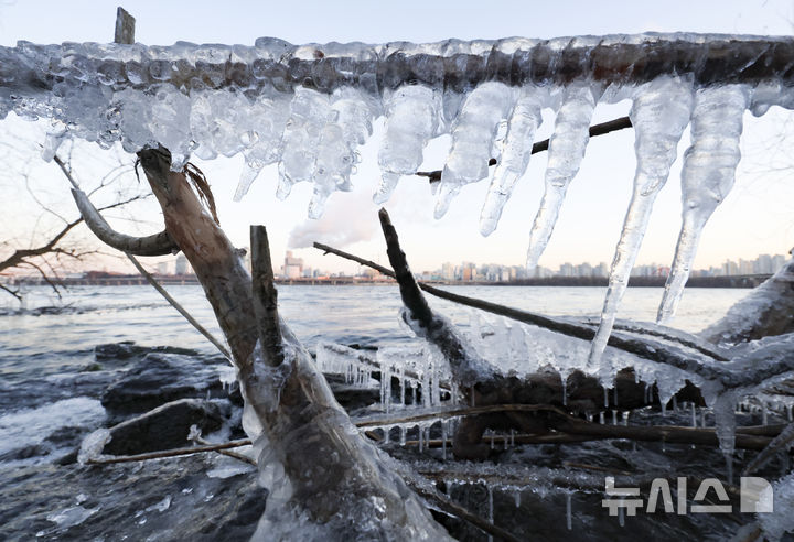 [서울=뉴시스] 김근수 기자 = 전국에 한파가 몰아치는 21일 오전 서울 여의도 한강변에 고드름이 얼어있다. 2026.01.21. ks@newsis.com