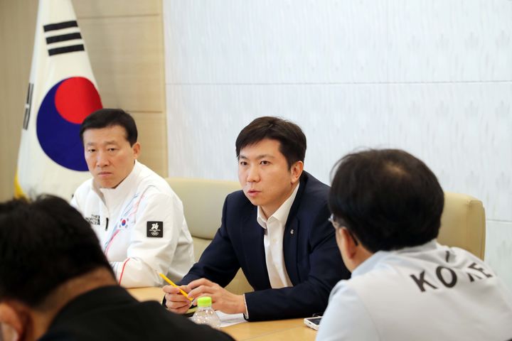 [서울=뉴시스] 지도자 간담회 참석한 유승민 대한체육회장. (사진=대한체육회 제공). 2026.01.22. *재판매 및 DB 금지