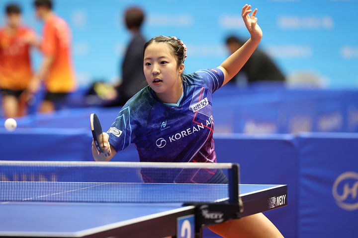 [서율=뉴시스] 종합선수권대회 단체전 예선에 출전한 신유빈. (사진=대한탁구협회 제공). 2026.01.22. *재판매 및 DB 금지
