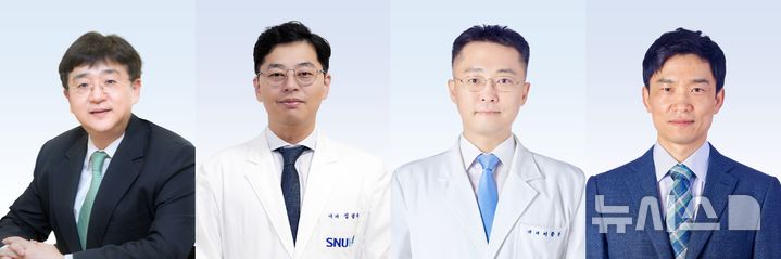 [서울=뉴시스] 왼쪽부터 황진혁·정광록·이종찬 분당서울대병원 소화기내과 교수, 김진호 임상유전체의학과·정밀의료센터 교수. (사진= 분당서울대병원 제공)