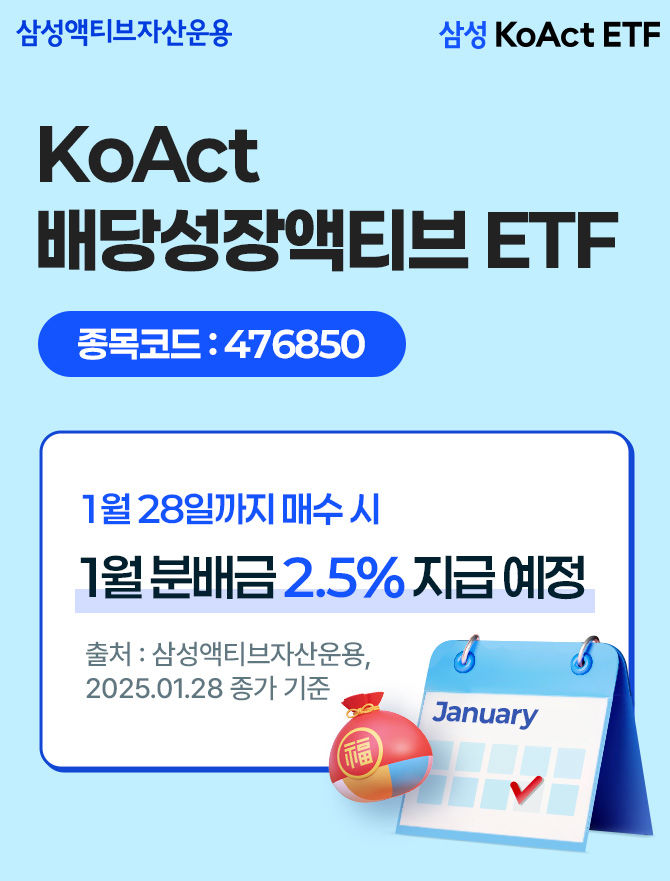 삼성액티브, 코엑트 배당성장액티브 2.5% 특별 배당