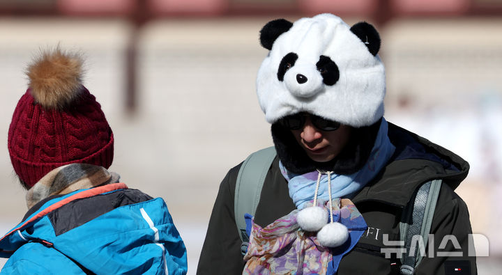 [서울=뉴시스] 추상철 기자 = 한파가 이어진 25일 오후 서울 종로구 경복궁에서 몸을 꽁꽁 싸맨 외국인 관광객이 이동하고 있다. 2026.01.25. scchoo@newsis.com