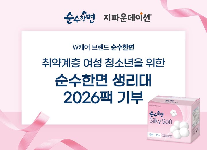 [서울=뉴시스] 토리든과 각각 생리대 2026팩을 기부한 순수한편. (사진=깨끗한나라 제공) 2026.01.26. photo@newsis.com *재판매 및 DB 금지