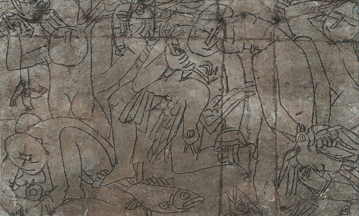 이중섭 가족 연도미상, 은지에 새김, 10×14cm, 개인 소장 *재판매 및 DB 금지