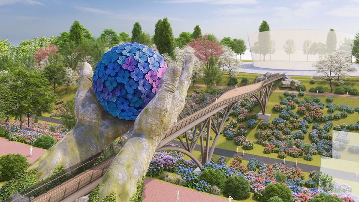 [울산=뉴시스] 오는 6월 울산 남구 장생포 고래문화마을 일원에 건립 예정인 공중 보행교 '고래등길' 조감도 (사진=울산 남구 제공) photo@newsis.com *재판매 및 DB 금지