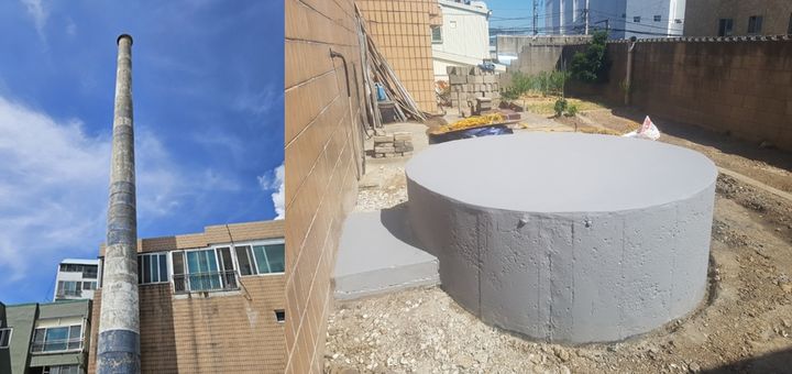 [울산=뉴시스] 울산 중구 목욕탕 노후 굴뚝 정비사업 전과 후 모습 (사진=울산시 중구 제공) photo@newsis.com *재판매 및 DB 금지