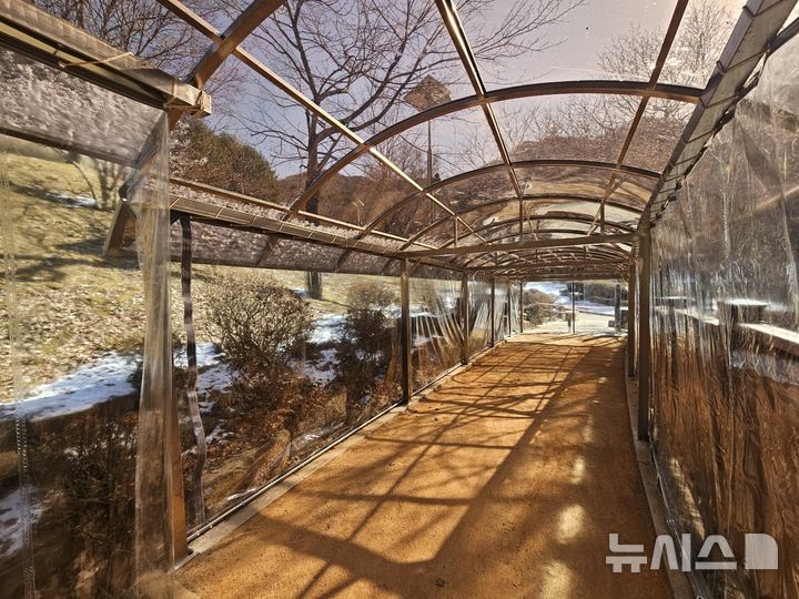 [안양=뉴시스] 안양시가 최근 관내 병목안시민공원 맨발 산책길에 방한 캐노피를 설치했다.(사진=안양시 제공).2026.01.28.photo@newsis.com