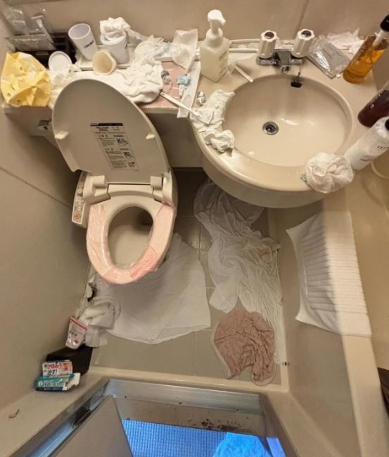 중국인 관광객 퇴실 이후 엉망이 된 삿포로의 한 게스트하우스 객실. 2026.01.28. (사진=스레드 캡처) *재판매 및 DB 금지