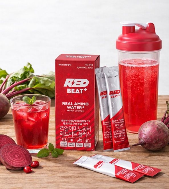 [서울=뉴시스] 코오롱제약 '리얼아미노워터 레드비트 플러스' (사진=코오롱제약 제공) 2026.1.28. photo@newsis.com *재판매 및 DB 금지