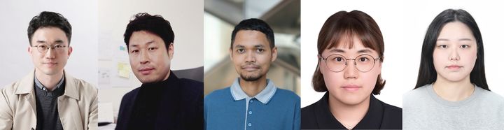 [울산=뉴시스] UNIST 연구진. 사진 왼쪽부터 장지욱 교수, 장성연 교수, 무히불라 무바록 연구원, 김사랑 연구원, 이수호 연구원 (사진=UNIST 제공) photo@newsis.com *재판매 및 DB 금지