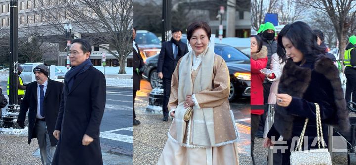 [서울=뉴시스]삼성은 28일(현지시간) 미국 워싱턴 D.C. 스미스소니언 예술산업관에서 '이건희(KH) 컬렉션' 전시회의 성공적인 마무리를 기념하는 갈라 디너 행사를 열었다. 행사장에 들어가는 이재용 삼성전자 회장, 홍라희 리움미술관 명예관장, 이서현 삼성물산 사장. (사진 = 뉴시스DB) 2026.01.29. photo@newsis.com