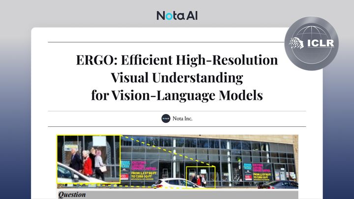 [서울=뉴시스] 노타는 비전 언어 모델(VLM)의 고해상도 이미지 처리 효율을 획기적으로 높인 연구 성과가 세계 최고 권위의 인공지능(AI) 학회인 'ICLR 2026'에 채택됐다고 29일 밝혔다. (사진=노타 제공) *재판매 및 DB 금지