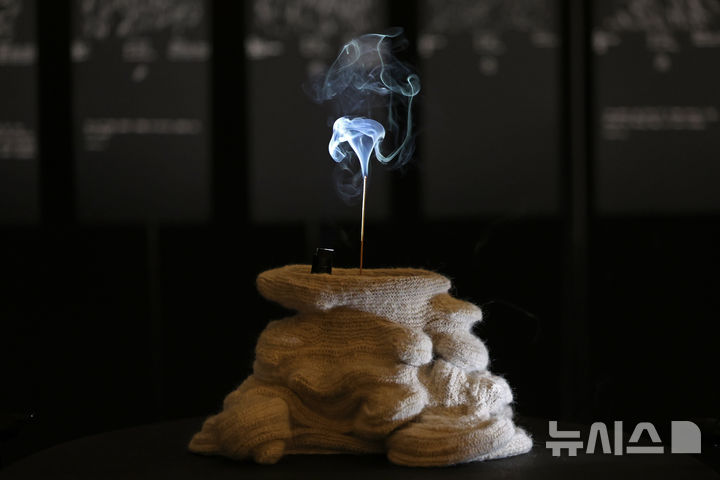 [서울=뉴시스] 박진희 기자 = 국립현대미술관은 '소멸의 시학: 삭는 미술에 대하여'전 언론공개회를 29일 서울 종로구 국립현대미술관 서울에서 갖고 작가 여다함의 작품 '향연'을 선보이고 있다. '향연'은 향이 타며 피어오르는 연기의 움직임을 ‘춤’으로 바라보자고 제안한다. 2026.01.29. pak7130@newsis.com
