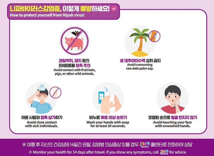 '치명률 최대 75%' 인도서 니파바이러스 발생…"방문 시 예방수칙 준수"