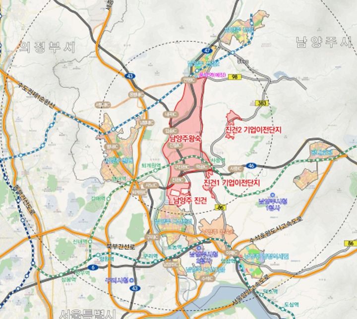 [수원=뉴시스] 남양주왕숙 진건1,2지구 위치도. (사진=GH 제공) 2026.01.30. photo@newsis.com *재판매 및 DB 금지