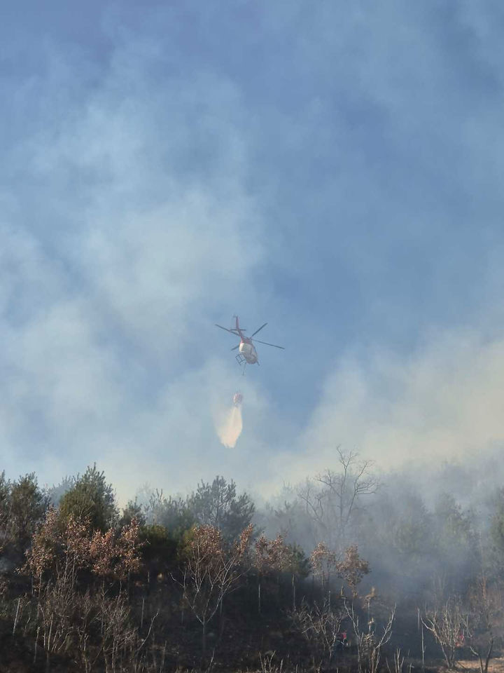 30일 삼척시 도계읍 점리지역 산불진화에 나선 헬기.(사진=강원특별자치도산불방지대책본부 제공) *재판매 및 DB 금지