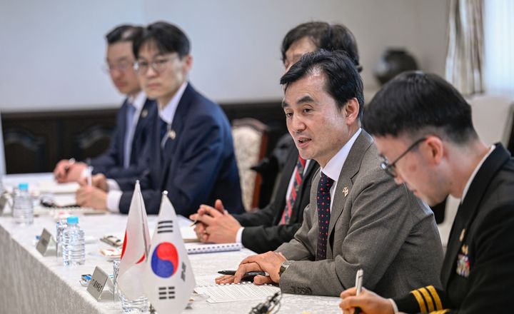 [서울=뉴시스] 안규백 국방부 장관이 30일 오후 일본 해상자위대 요코스카총감부에서 열린 한일 국방장관회담에서 발언하고 있다. (사진=국방부 제공) 2026.01.30. photo@newsis.com *재판매 및 DB 금지