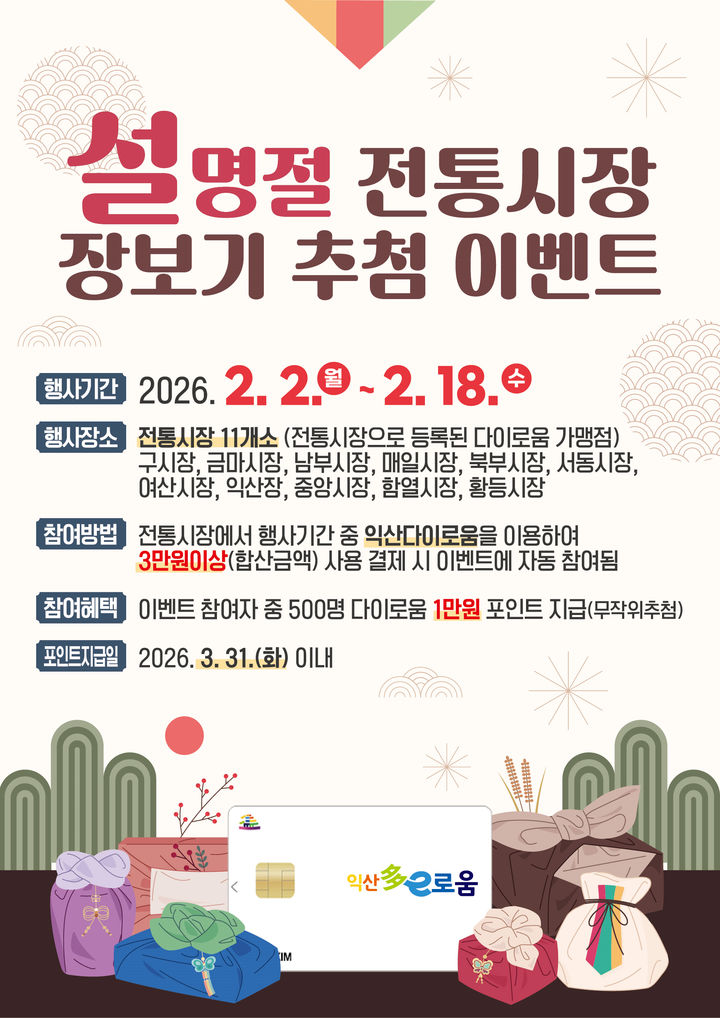 익산 설맞이 전통시장 장보기 이벤트 '소비 촉진 총력'