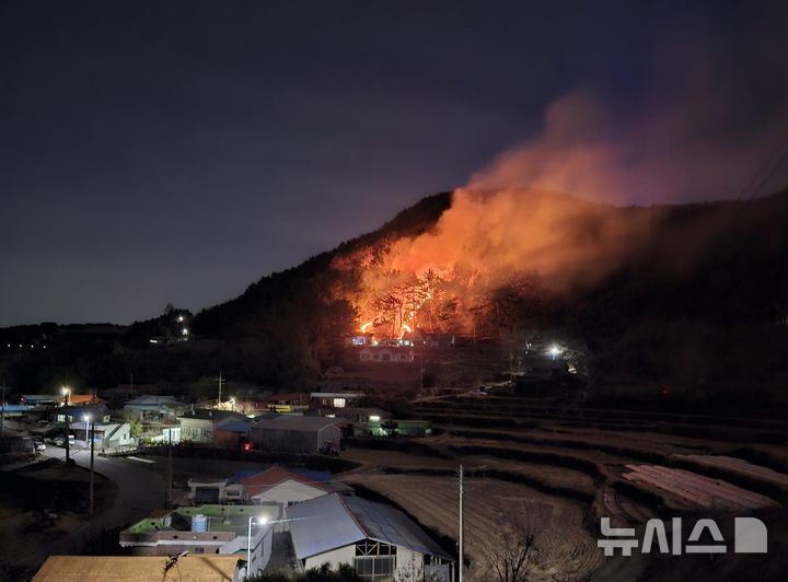 [하동=뉴시스]지난달 31일 밤에 발생한 경남 남해군 고현면 대사리 야산 산불.(사진=경남도 제공) 2026.02.02. photo@newsis.com