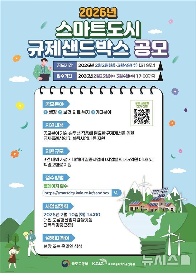 국토부, 스마트도시 규제샌드박스 실증사업 공모