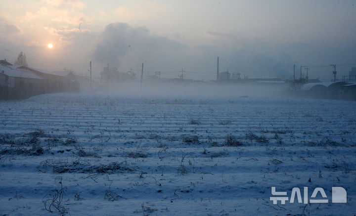 [전주=뉴시스] 김얼 기자 = 전북 전역에 대설주의보가 내려진 2일 전북 전주시 덕진구 팔복동의 한 논에 눈이 자욱하게 쌓여 있다. 2026.02.02. pmkeul@newsis.com