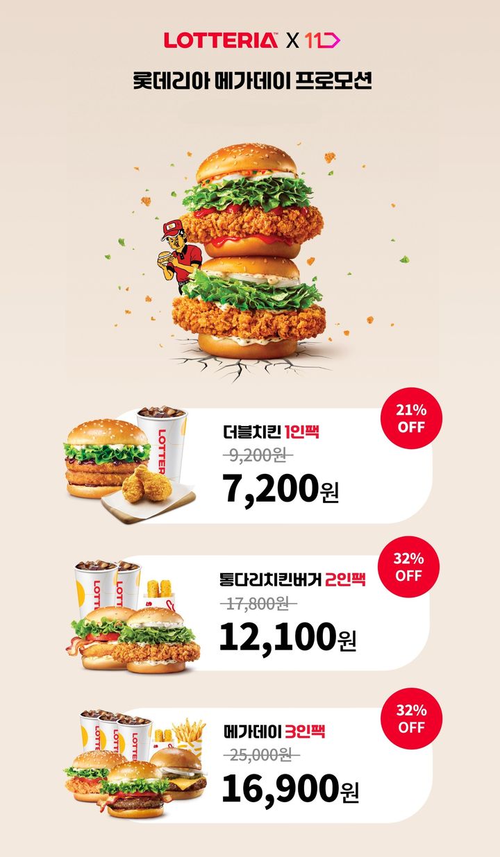 [서울=뉴시스] 롯데리아-11번가 'E쿠폰 메가데이' 프로모션. (사진=롯데GRS 제공) 2026.02.03. photo@newsis.com *재판매 및 DB 금지