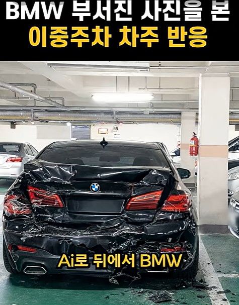 사진='BMW 부서진 사진을 받은 이중주차 차주의 반응' 유튜브 캡쳐 *재판매 및 DB 금지