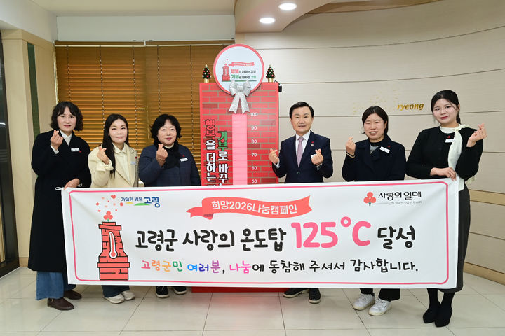 [고령=뉴시스] 사랑의 온도탑 125도 달성. (사진=고령군 제공) 2026.02.04 photo@newsis.com *재판매 및 DB 금지