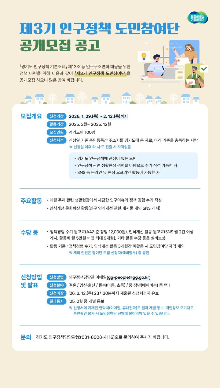 인구정책 도민참여단 포스터(사진=경기도 제공) *재판매 및 DB 금지