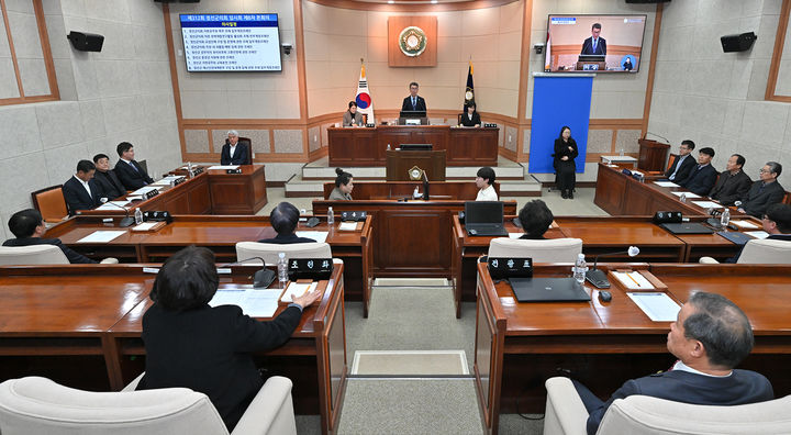 4일 정선군의회는 군의회 본회의장에서 군의회 제312회 임시회가 진행되고 있다.(사진=정선군 제공) *재판매 및 DB 금지