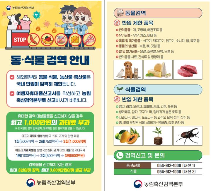 검역본부, 설 앞두고 국경검역 강화…불법 농축산물 집중단속