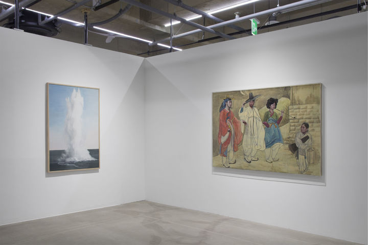 [사비나미술관]좌-홍순명, 포항1, 2016, 캔버스에 유채, 138 x 91cm 우-권여현, 신윤복-야금모행, 2004, 사진 위에 ~ *재판매 및 DB 금지