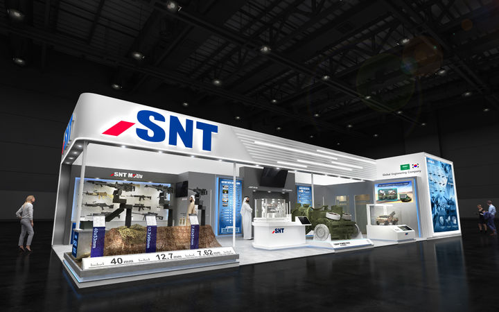 [창원=뉴시스] 사우디아라비아 국제방산전시회 2026 SNT 부스 조감도. (사진=SNT다이내믹스 제공) 2026.02.05. photo@newsis.com *재판매 및 DB 금지