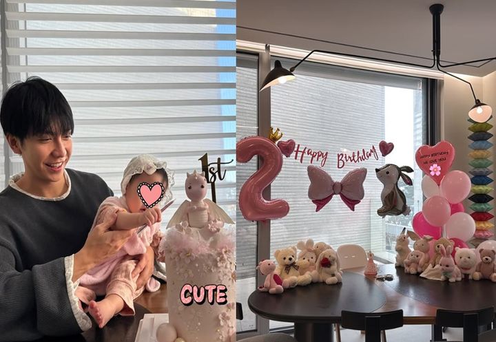 이승기♥이다인, 딸 두 돌 맞아 소소한 홈파티