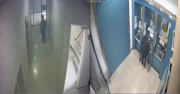 [당진=뉴시스] 지난해 11월25일 보이스피싱 인출책이 충남 당진시내 한 아파트 단지 우편함에 피해자들이 논 체크카드를 찾아 은행을 방문해 현금을 인출하고 있다. (사진=당진경찰서 제공) 2026.02.05. photo@newsis.com *재판매 및 DB 금지