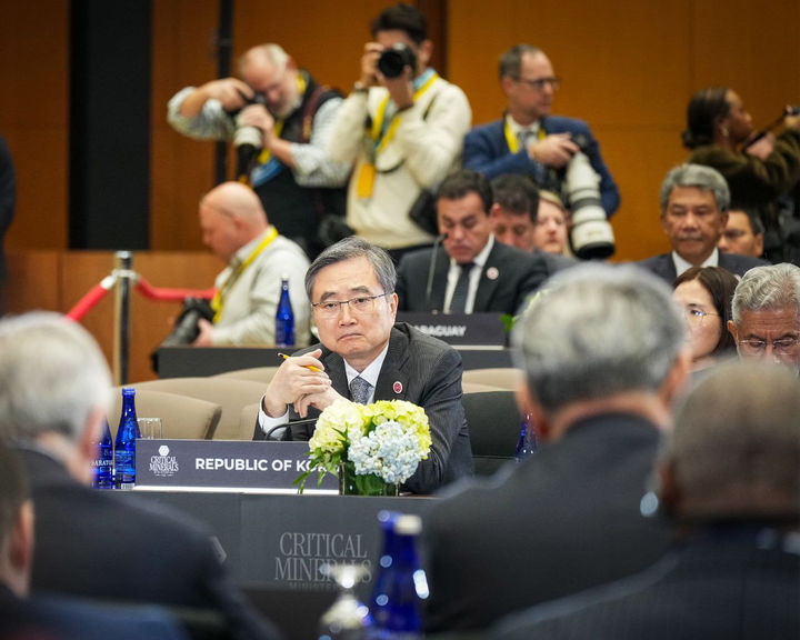 [서울=뉴시스] 추상철 기자 = 조현 외교장관은 4일(현지시간) 미국 워싱턴 D.C.에서 열린 첫 핵심광물 장관급회의에 참석해 있다. (사진= 외교부 제공) 2026.02.04. photo@newsis.com *재판매 및 DB 금지