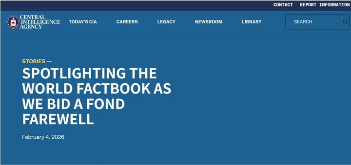 미 CIA 월드 팩트북 웹사이트 폐쇄
