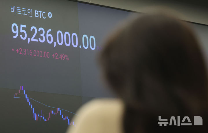 [서울=뉴시스] 권창회 기자 = 비트코인이 급락하며 1억원 대가 깨진 지난 6일 서울 강남구 업비트 고객센터 전광판에 비트코인 등 암호화폐 시세가 나오고 있다. 2026.02.06. kch0523@newsis.com
