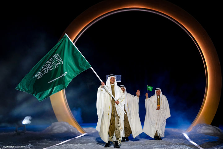 [밀라노=AP/뉴시스]사우디 선수단. 2026.02.06.