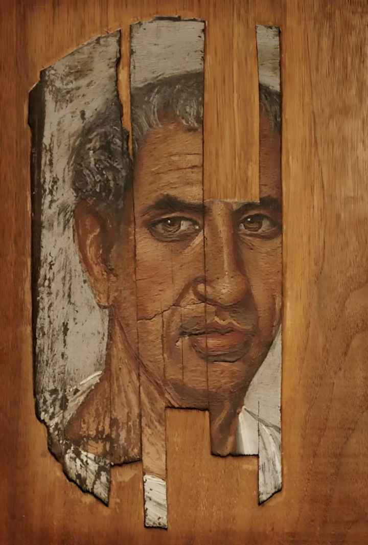 [뉴시스]기원후 1~3세기 사이에 제작된 이른바 '파윰 미라 초상화(Fayum mummy portraits)' 중 한 작품이 경매에 부쳐졌다. (사진 = @sothebys 유튜브 캡처) *재판매 및 DB 금지