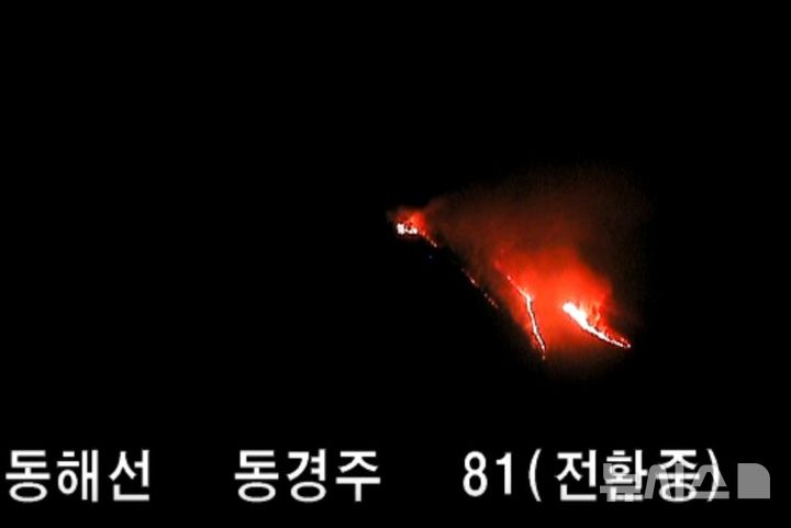 [경주=뉴시스] 경주시 문무대왕면 입천리 일대 산불 현장 (사진=경북소방본부 제공) 2026.2.7. photo@newsis.com