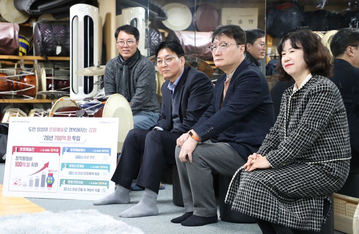 [춘천=뉴시스] 9일 강원특별자치도(도지사 김진태) 여중협 행정부지사(사진 오른쪽에서 왼쪽으로 두 번째)는 올해 문화예술 4대 중점 추진분야에 700억원을 투입한다고 밝혔다. 강원특별자치도 제공. *재판매 및 DB 금지