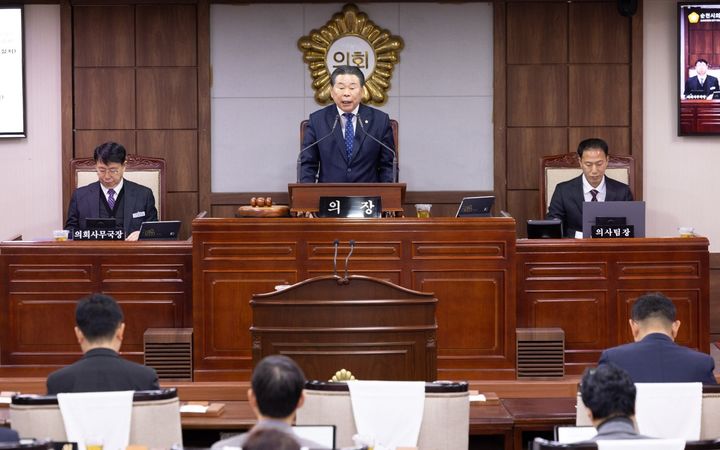 [순천=뉴시스] 김석훈 기자 = 9일 전남 순천시의회 본회의장에서 제292회 임시회가 열리고 있다. 2026.02.09. kim@newsis.com *재판매 및 DB 금지