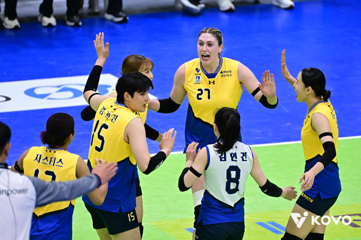 [서울=뉴시스] 여자 프로배구 현대건설. (사진=KOVO 제공). 2026.02.09. *재판매 및 DB 금지