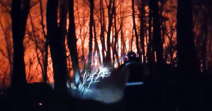  [부산=뉴시스]&nbsp; 8일 밤 부산 동래구 쇠미산 금정봉(높이 399m) 8부 능선에서 불이 났다.&nbsp; 부산소방은 오후 10시45분께 대응1단계를 발령한데 이어 9일 0시41분께 대응2단계로 격상했다. (사진=부산소방 제공) 2026.02.09. photo@newsis.com *재판매 및 DB 금지