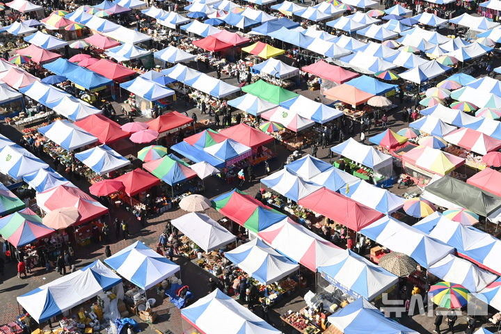 설 명절 앞두고 방문객들로 붐비는 모란시장 [뉴시스Pic]