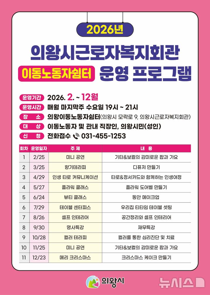 [의왕=뉴시스] 이동노동자쉼터 운영 프로그램 안내 포스터. (포스터=의왕시 제공) 2026.02.10. photo@newsis.com